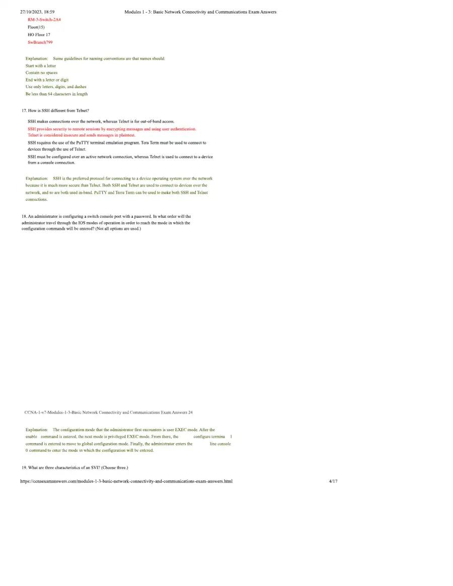 Modules 1 - 3 Basic Network Connectivity and Commu, page 4