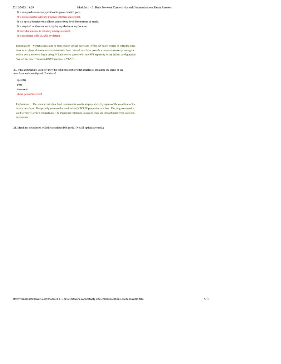 Modules 1 - 3 Basic Network Connectivity and Commu, page 5