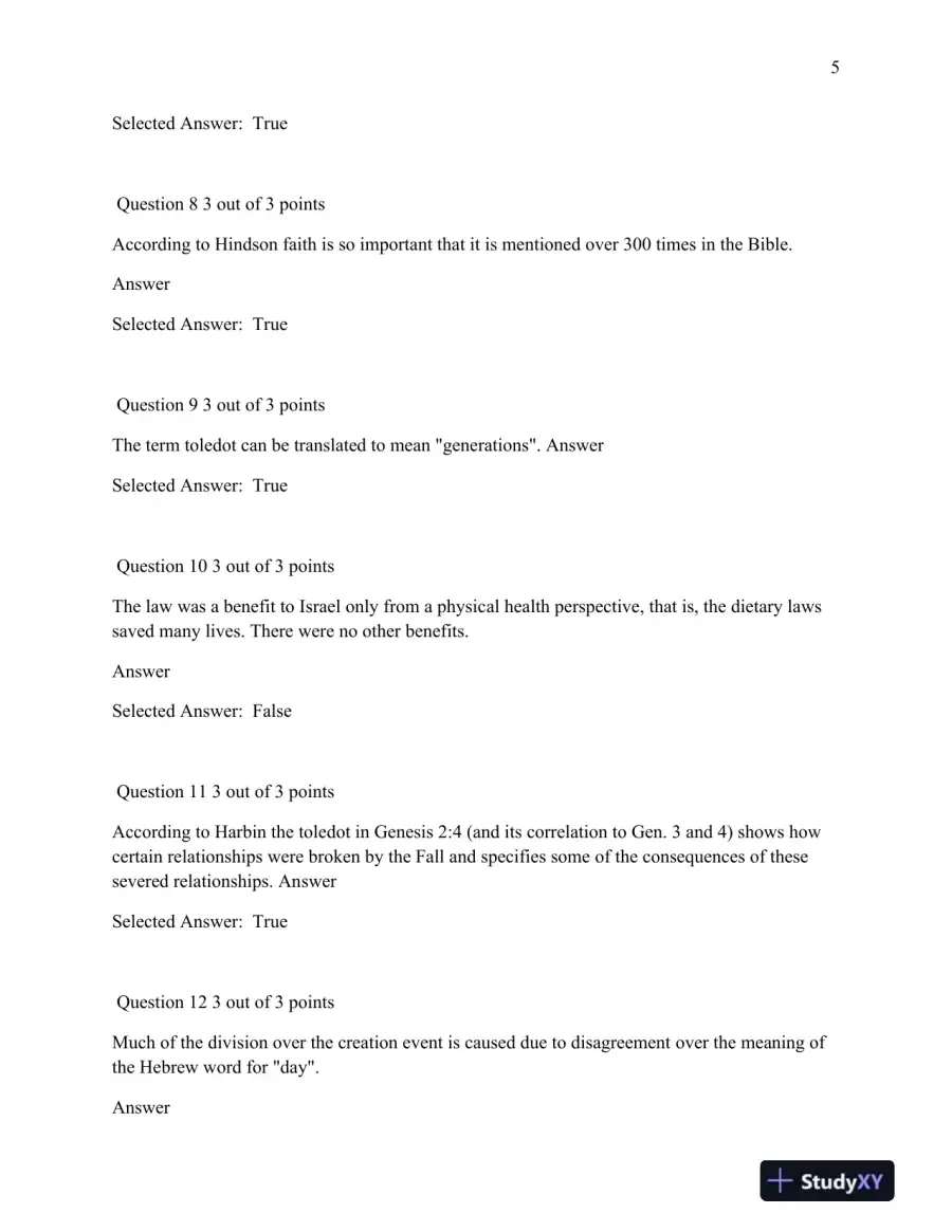 Bibl 104 Comprehensive Quiz Review: Biblical Interpretation and Key Old Testament Events, page 6
