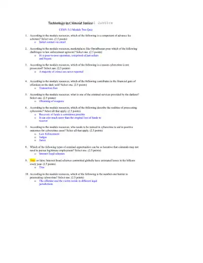 5-3 Module Two Quiz Technology in Criminal Justice - Page 1 preview image