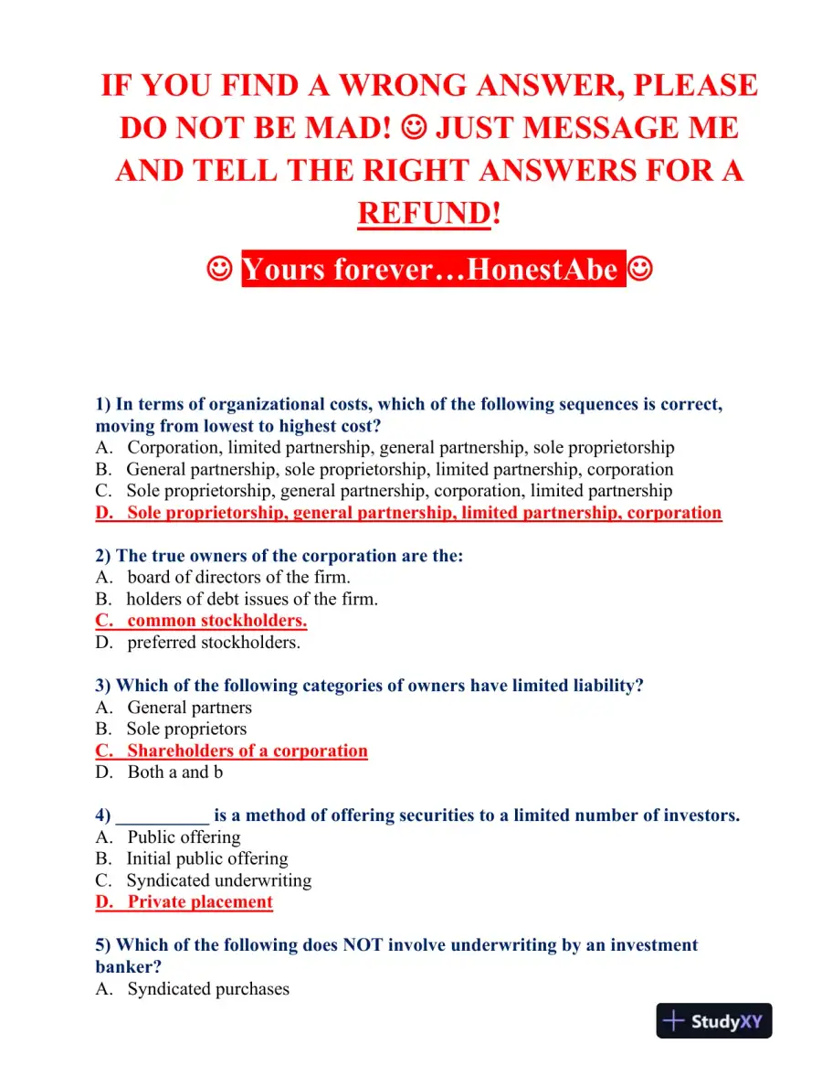 FIN 370 Final Exam, page 12