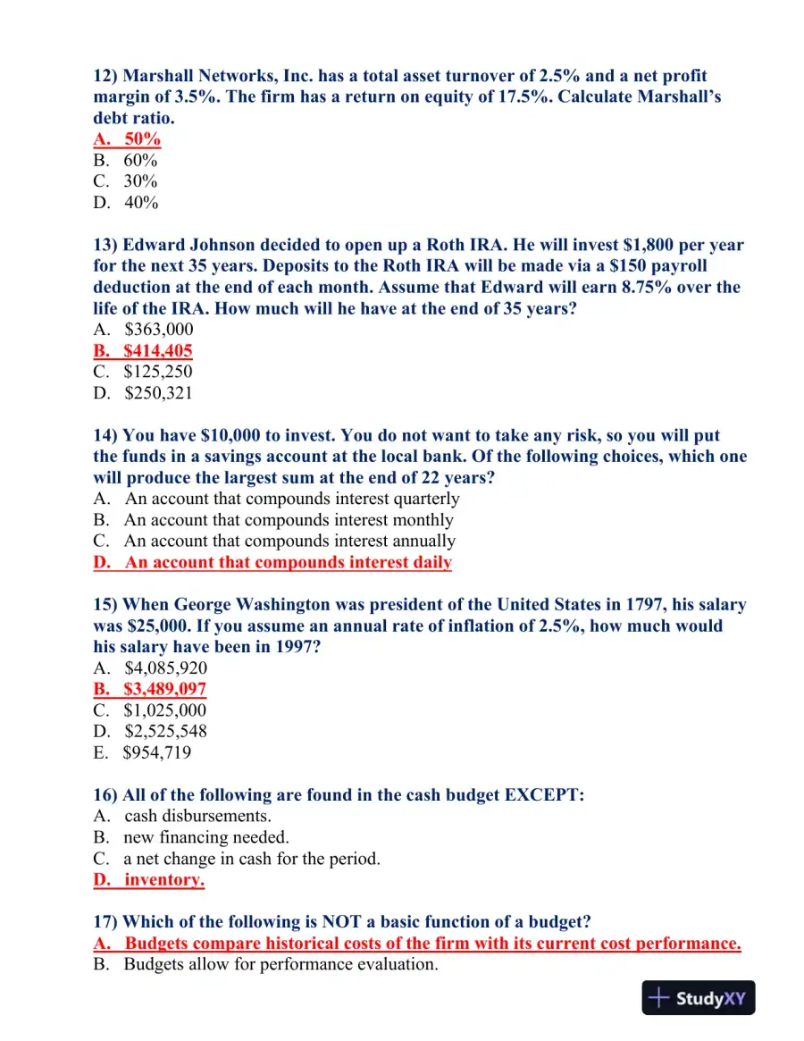 FIN 370 Final Exam, page 14