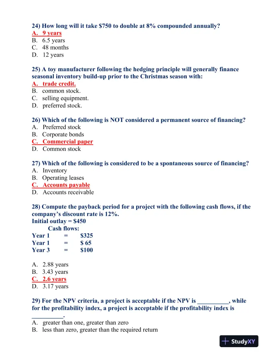 FIN 370 Final Exam, page 16
