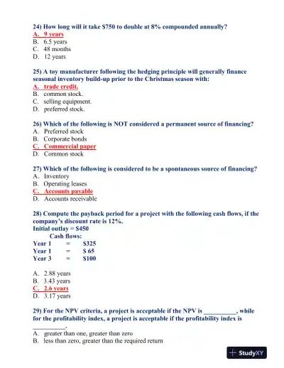 FIN 370 Final Exam - Page 16 preview image