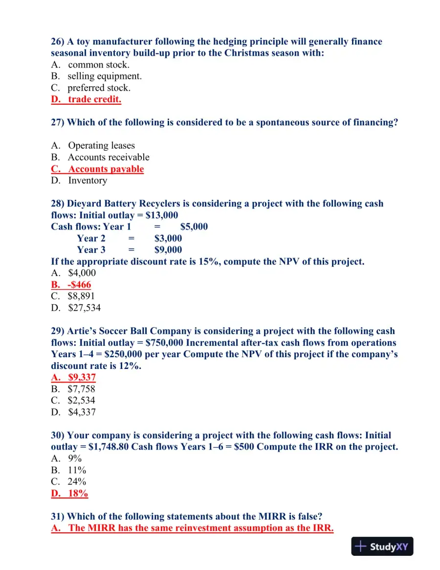 FIN 370 Final Exam, page 6