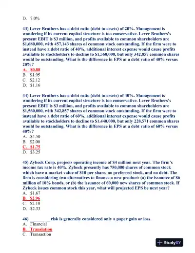 FIN 370 Final Exam - Page 9 preview image