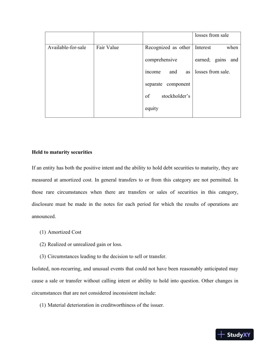 Valuation of Debt Securities Based on Intent, page 4