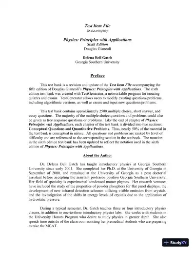 Test Bank For Physics: Principles with Applications, 6th Edition - Page 4 preview image