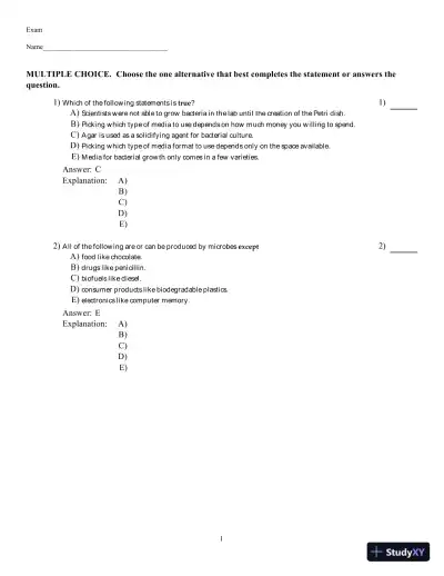 Microbiology: Basic and Clinical Principles, 1st Edition Test Bank - Page 1 preview image