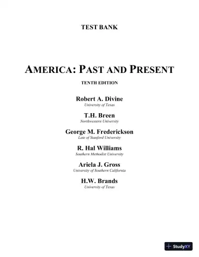 America Past and Present, Volume 1 (to 1877) 8th Edition Test Bank - Page 1 preview image