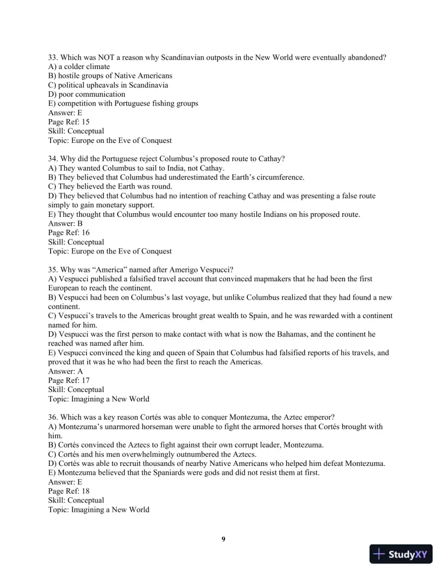 America Past and Present, Volume 1 (to 1877) 8th Edition Test Bank, page 12