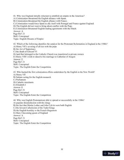 America Past and Present, Volume 1 (to 1877) 8th Edition Test Bank - Page 14 preview image