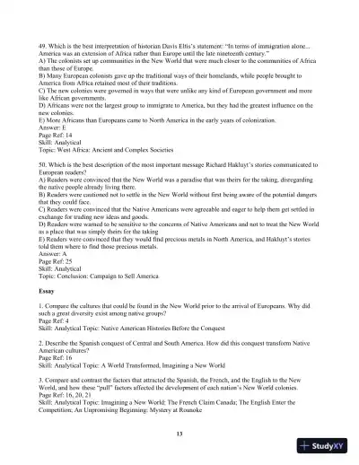 America Past and Present, Volume 1 (to 1877) 8th Edition Test Bank - Page 16 preview image