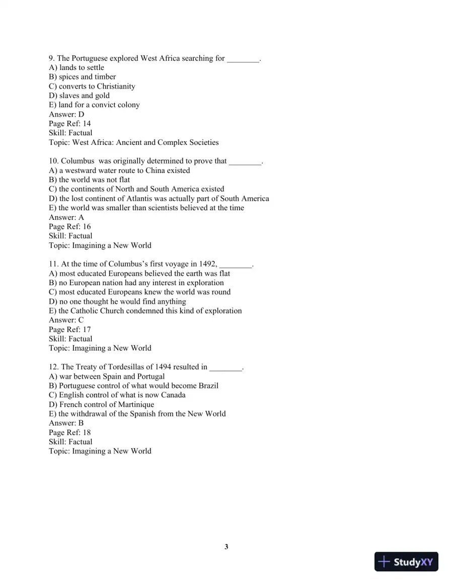 America Past and Present, Volume 1 (to 1877) 8th Edition Test Bank, page 6