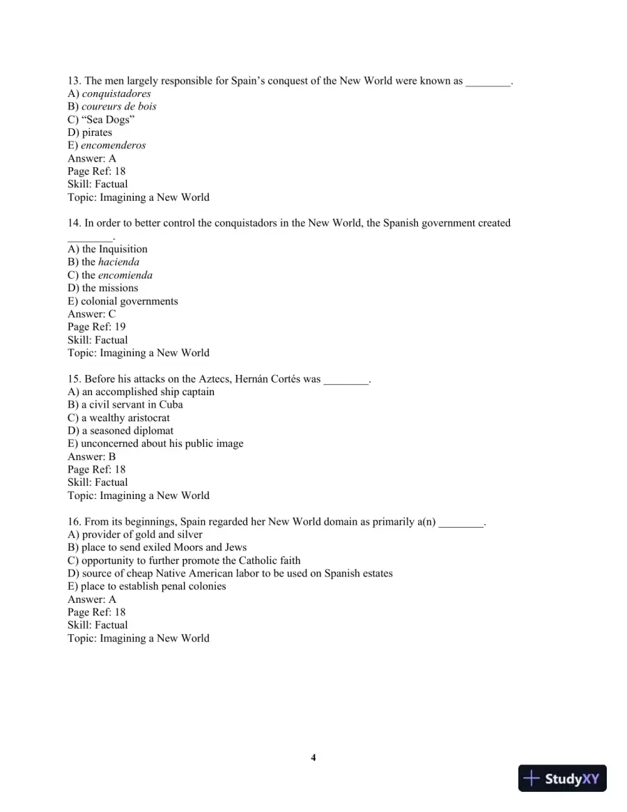 America Past and Present, Volume 1 (to 1877) 8th Edition Test Bank, page 7