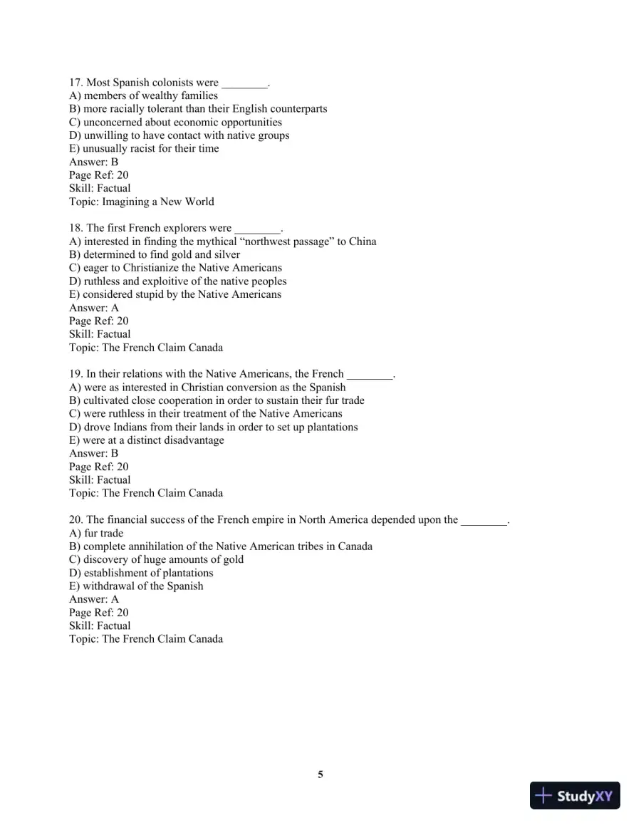 America Past and Present, Volume 1 (to 1877) 8th Edition Test Bank, page 8