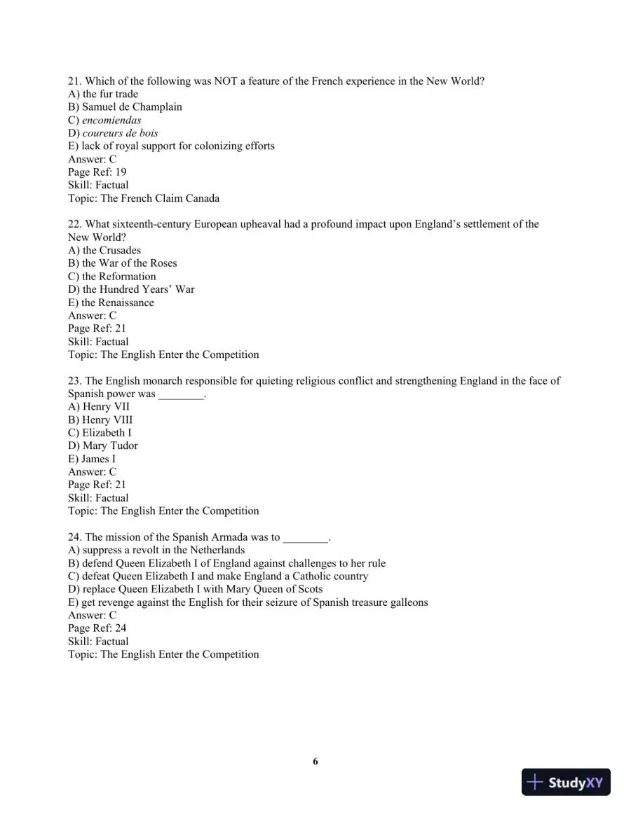 America Past and Present, Volume 1 (to 1877) 8th Edition Test Bank, page 9