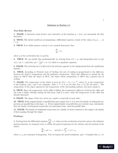 Solution Manual For Differential Equations And Linear Algebra, 3rd Edition - Page 1 preview image