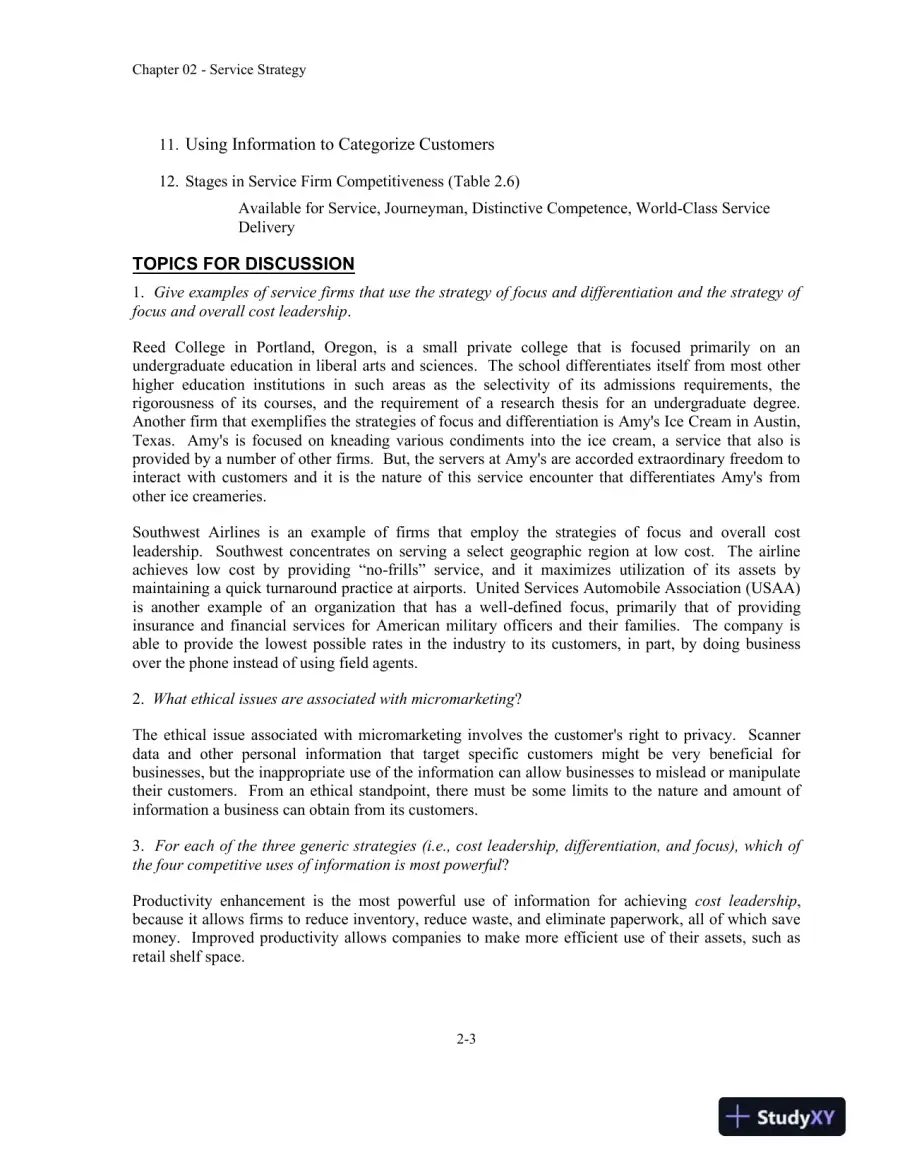 Service Management: Operations, Strategy, Information Technology, 1st Edition Solution Manual, page 11
