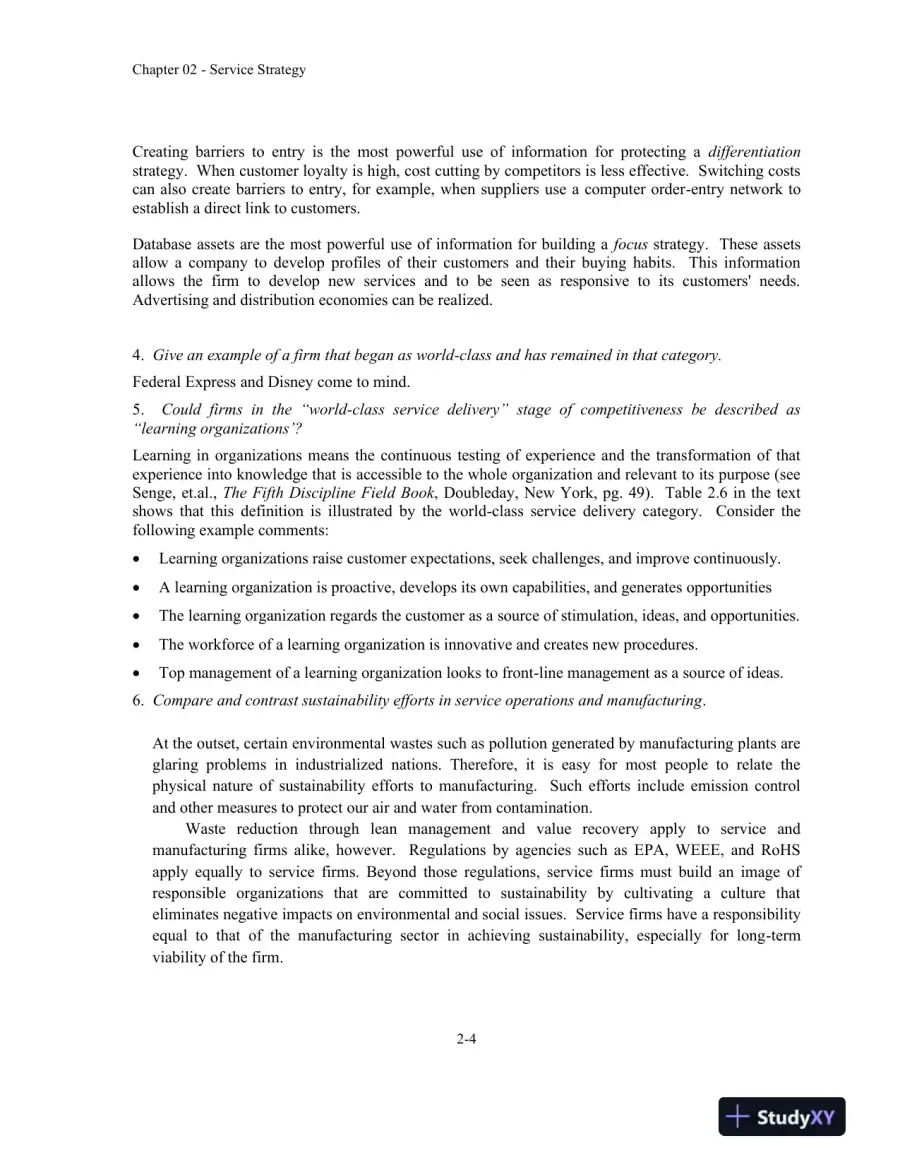 Service Management: Operations, Strategy, Information Technology, 1st Edition Solution Manual, page 12