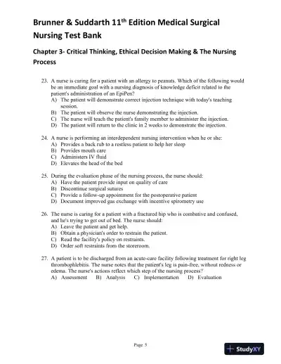 Brunner and Suddarth's Textbook of Medical-Surgical Nursing, 11th Edition (2 Volumes in 1) Test Bank - Page 14 preview image