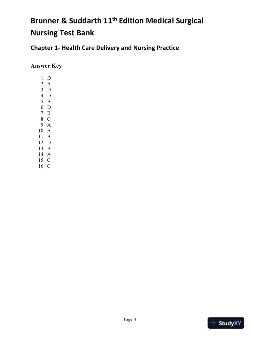 Brunner and Suddarth's Textbook of Medical-Surgical Nursing, 11th Edition (2 Volumes in 1) Test Bank, page 5
