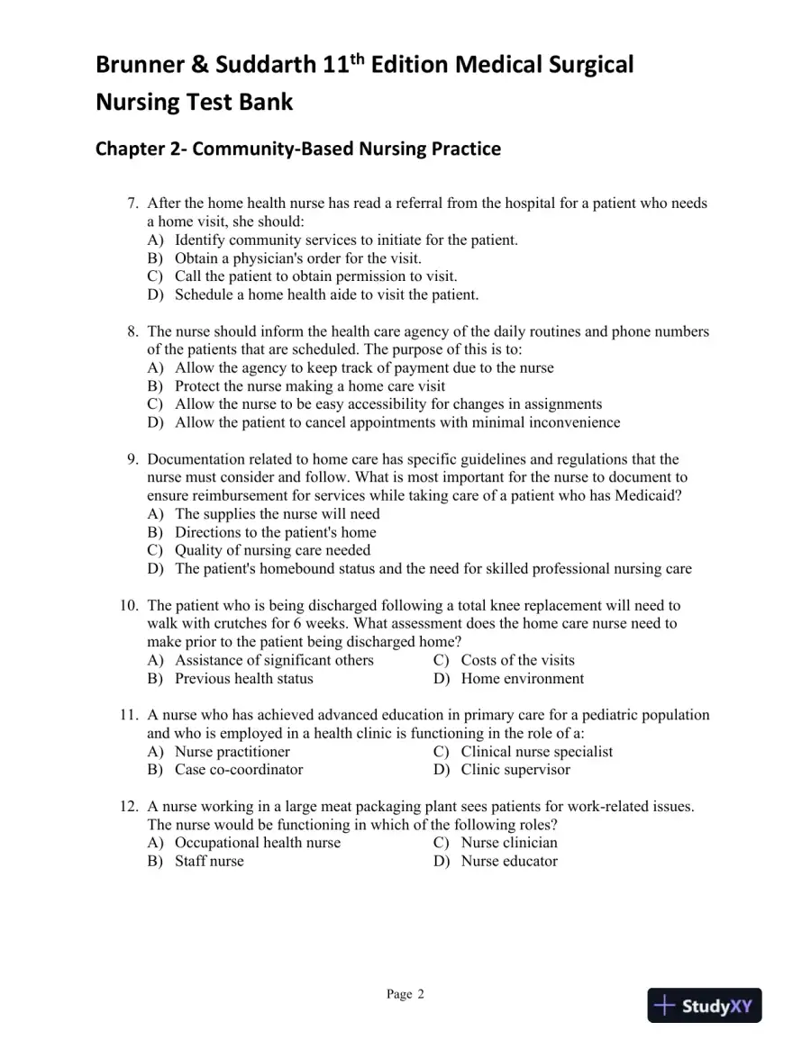 Brunner and Suddarth's Textbook of Medical-Surgical Nursing, 11th Edition (2 Volumes in 1) Test Bank, page 7