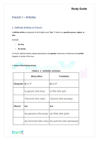 French I - Articles - Page 1 preview image
