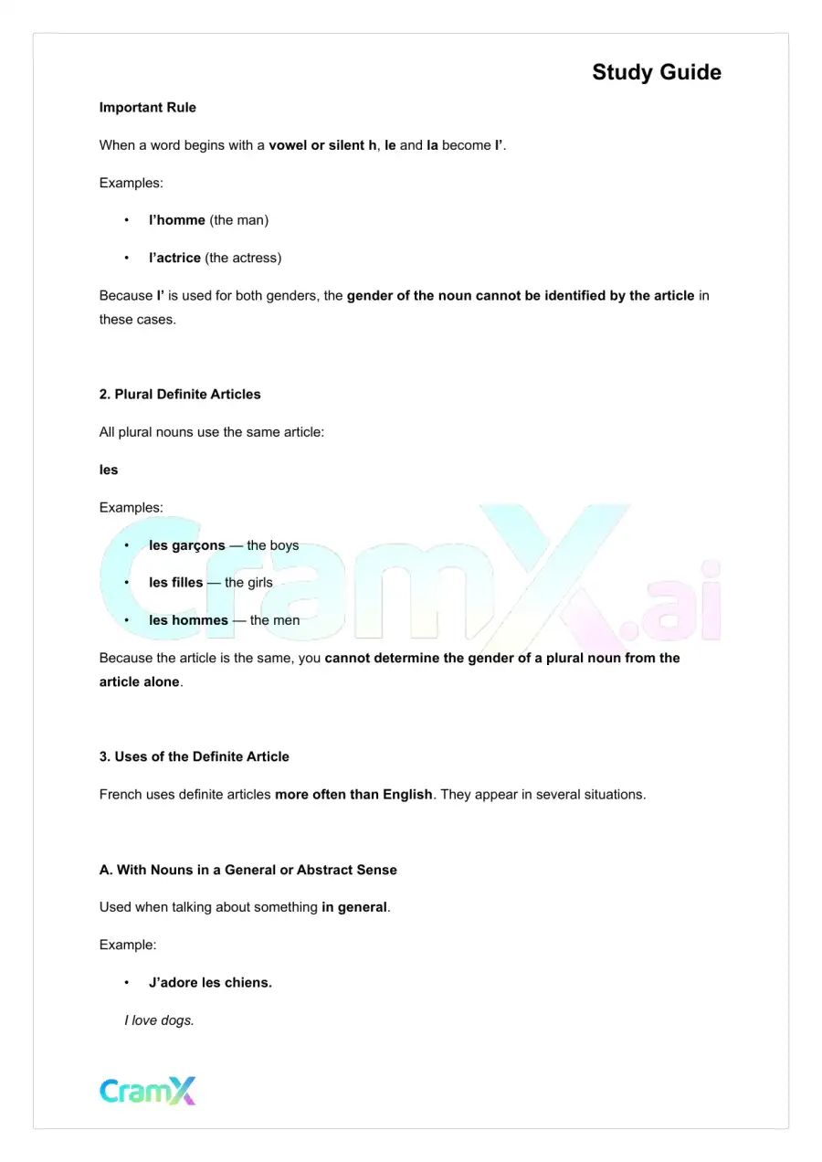 French I - Articles, page 2
