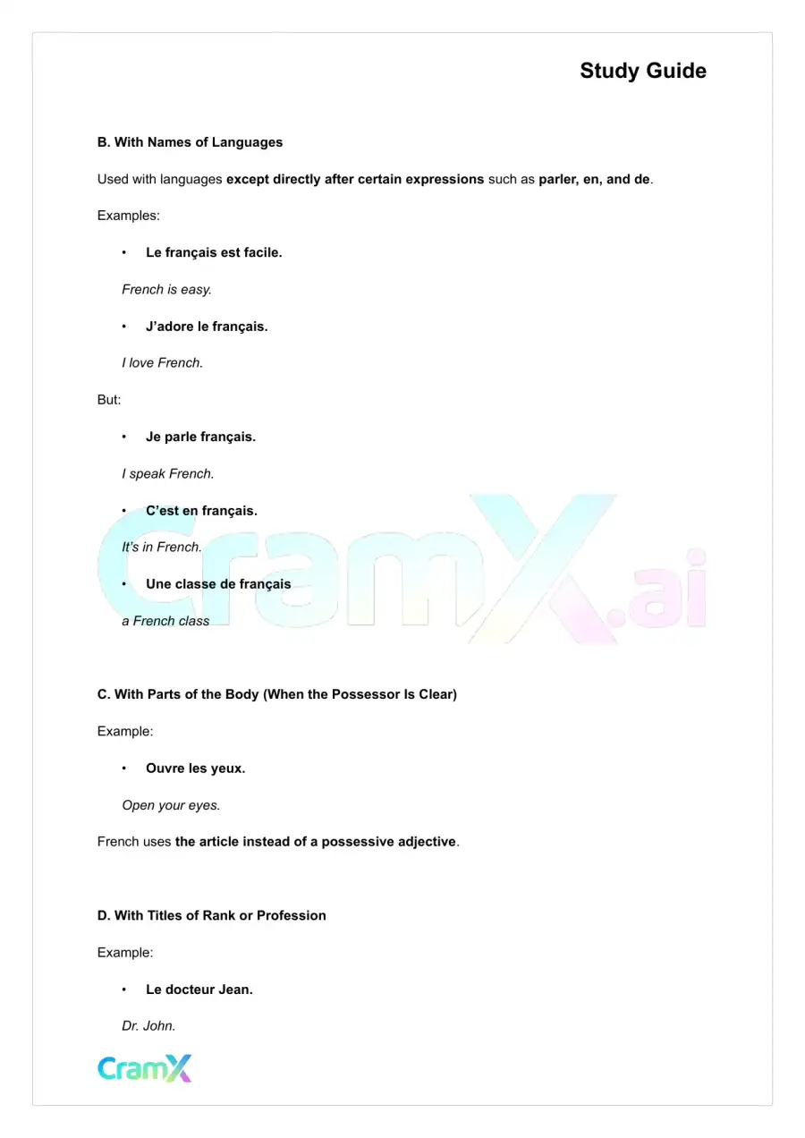 French I - Articles, page 3