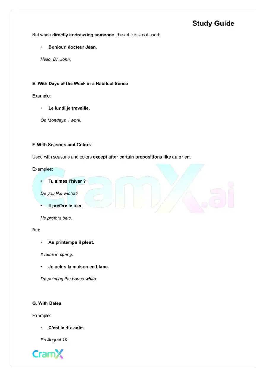 French I - Articles, page 4