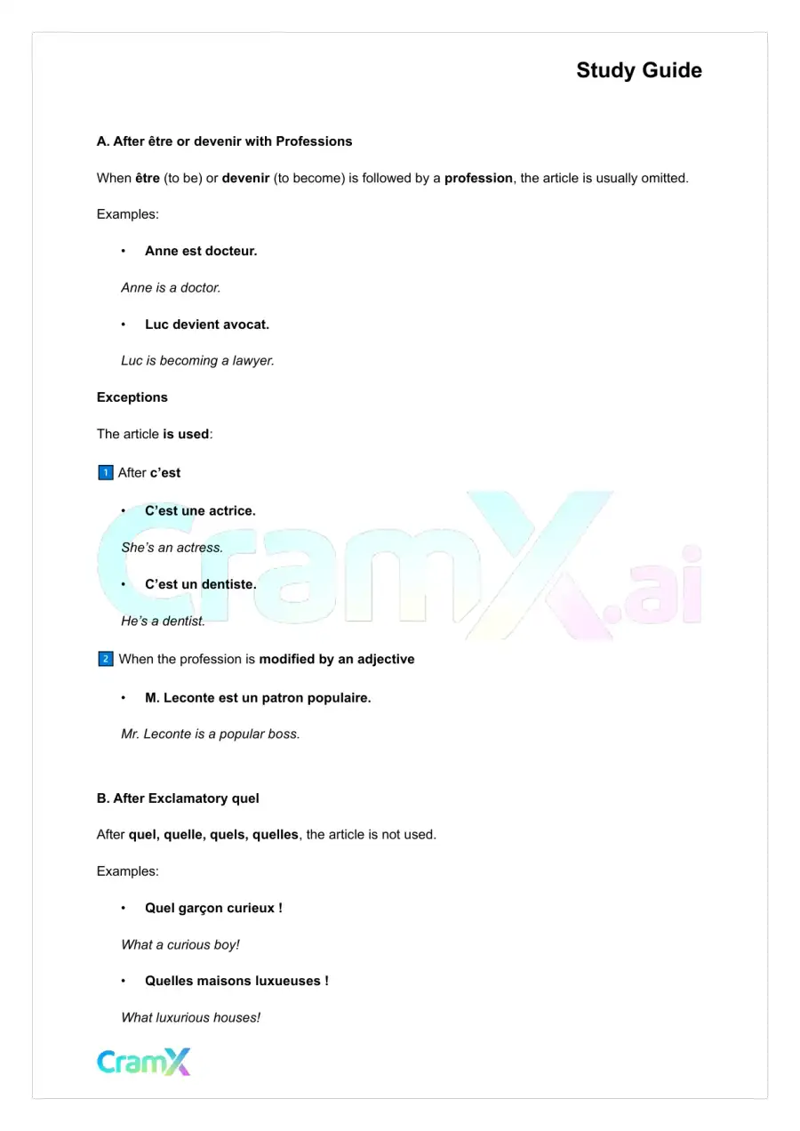 French I - Articles, page 8