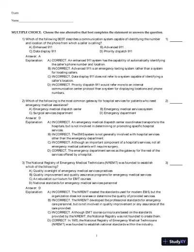 Emergency Care (EMT), 13th Edition Test Bank - Page 1 preview image