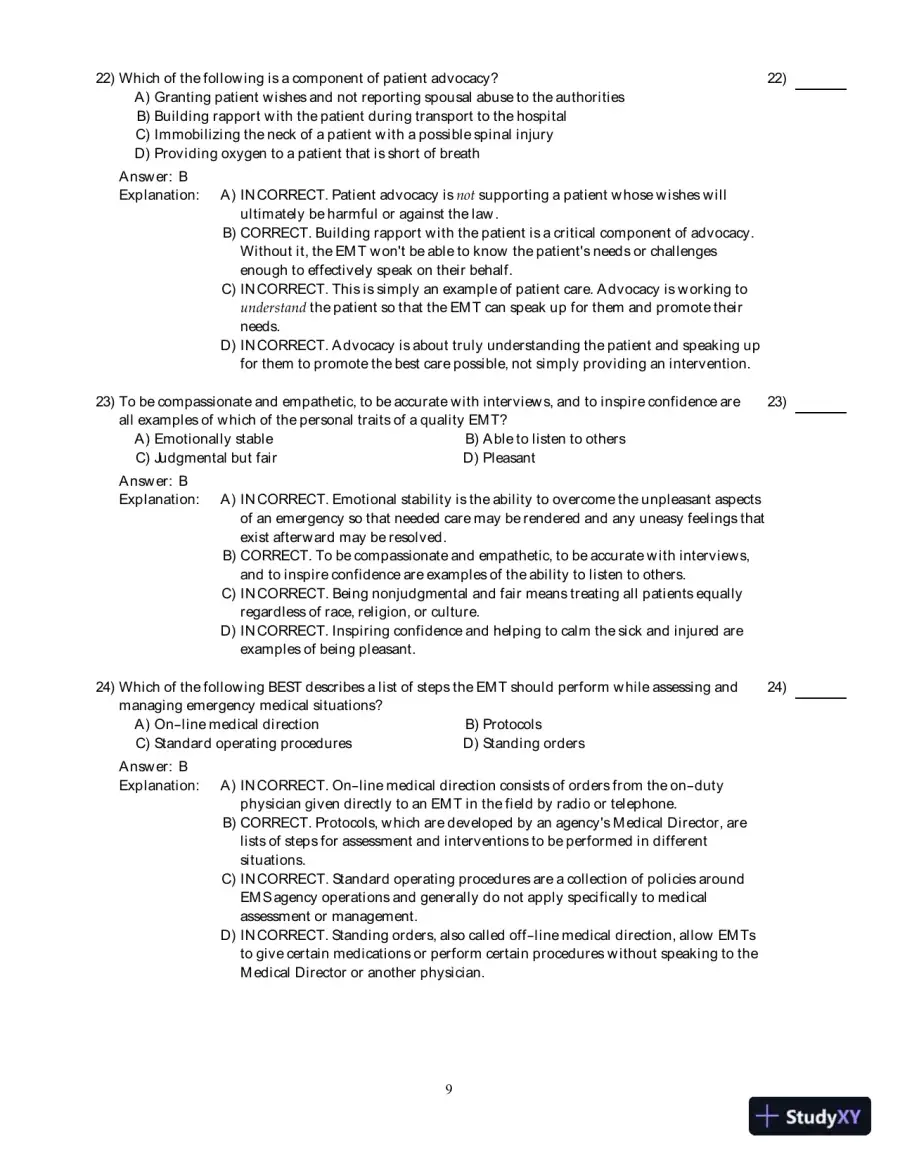 Emergency Care (EMT), 13th Edition Test Bank, page 10