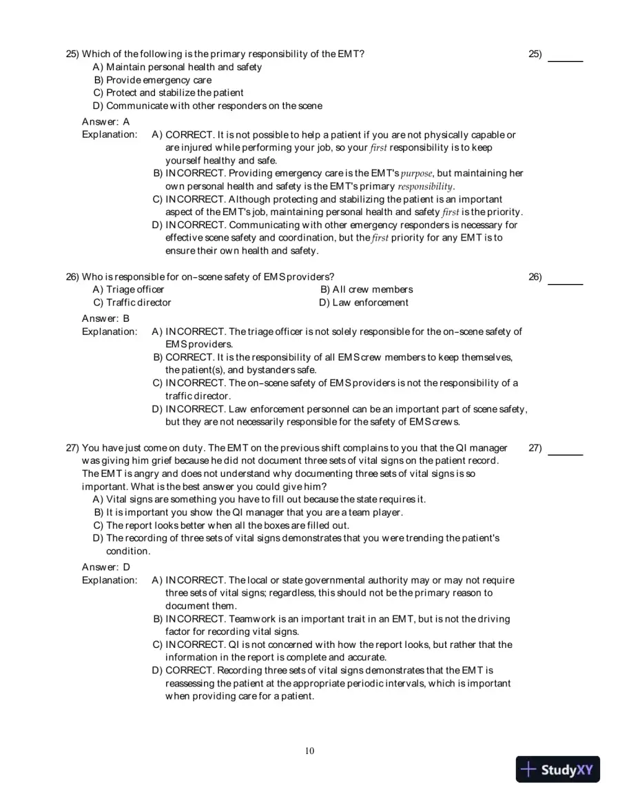 Emergency Care (EMT), 13th Edition Test Bank, page 11