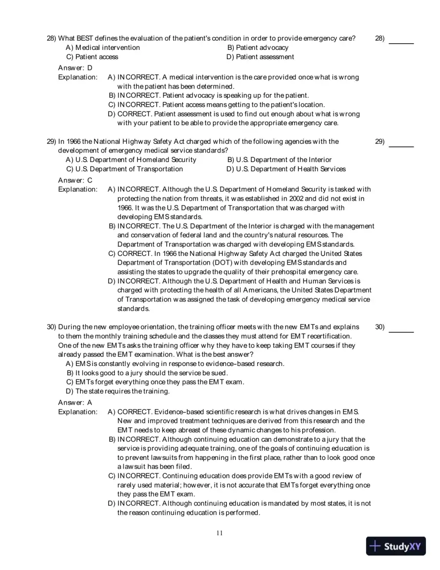 Emergency Care (EMT), 13th Edition Test Bank, page 12