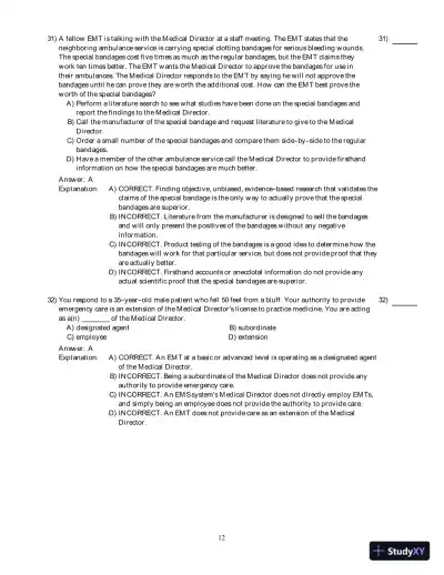 Emergency Care (EMT), 13th Edition Test Bank - Page 13 preview image