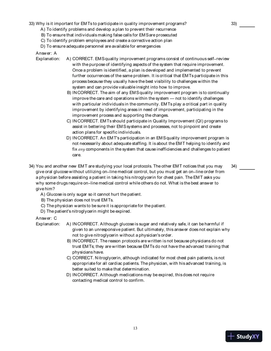 Emergency Care (EMT), 13th Edition Test Bank, page 14