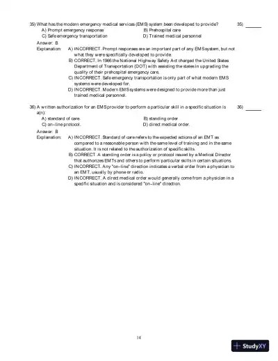 Emergency Care (EMT), 13th Edition Test Bank - Page 15 preview image