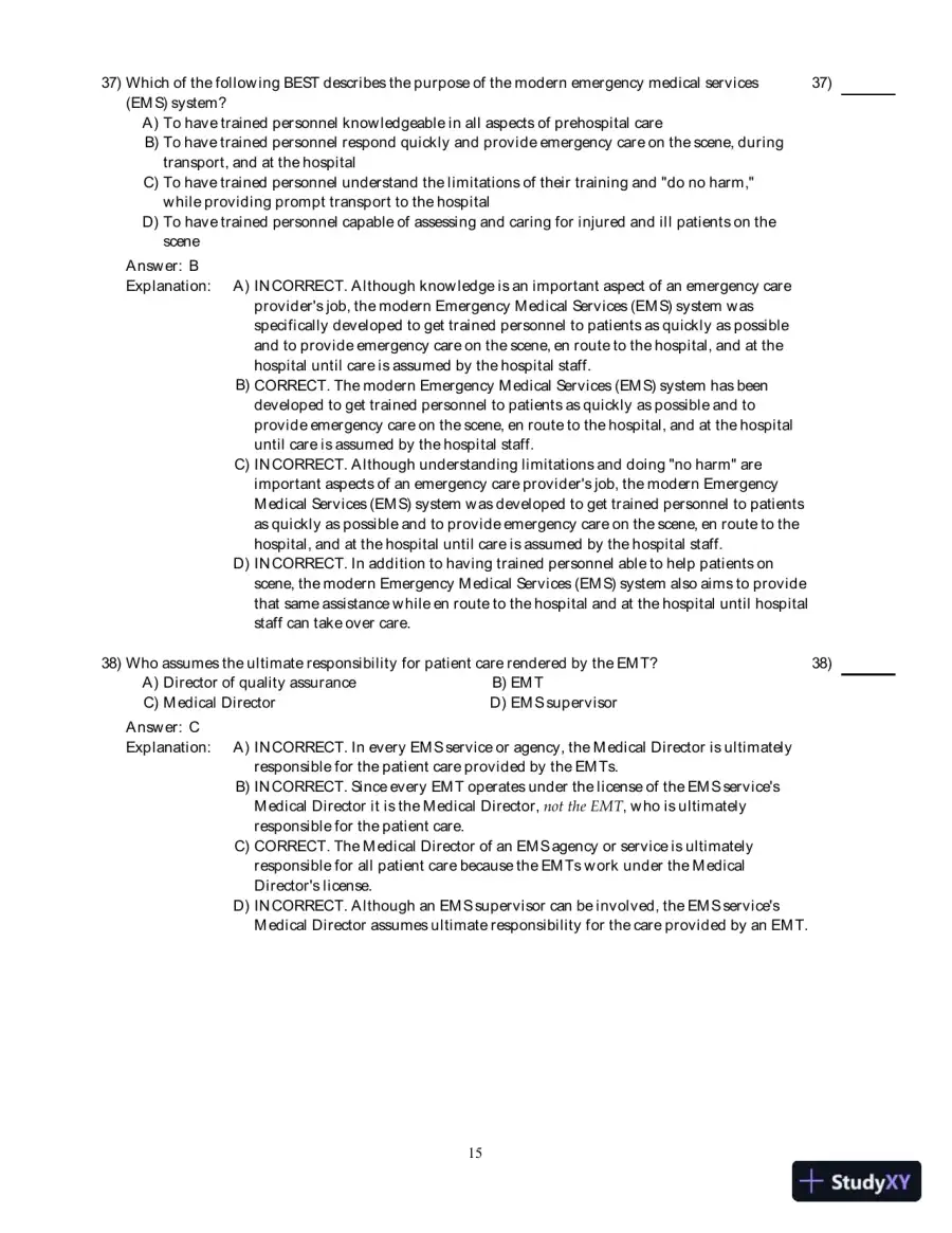 Emergency Care (EMT), 13th Edition Test Bank, page 16