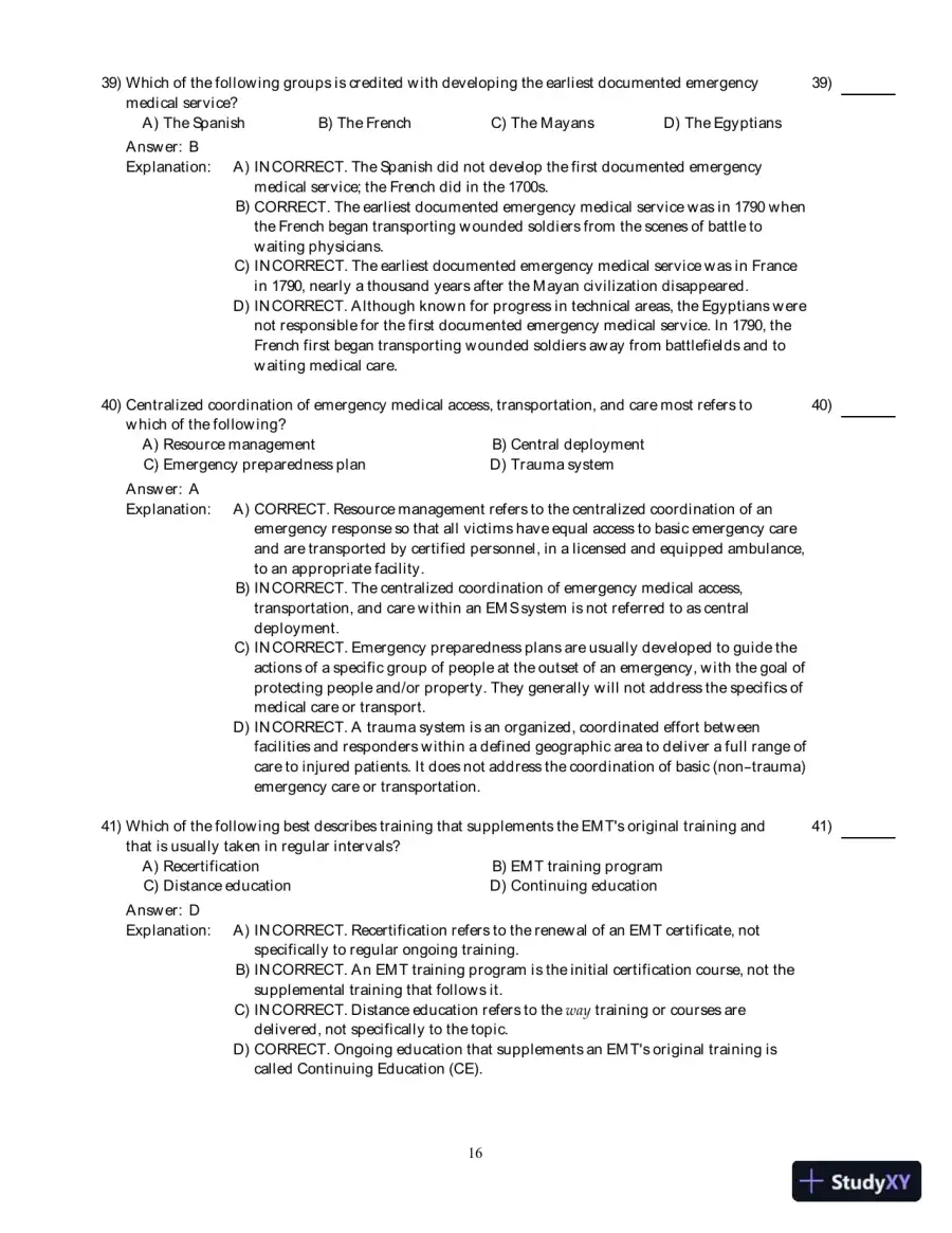 Emergency Care (EMT), 13th Edition Test Bank, page 17