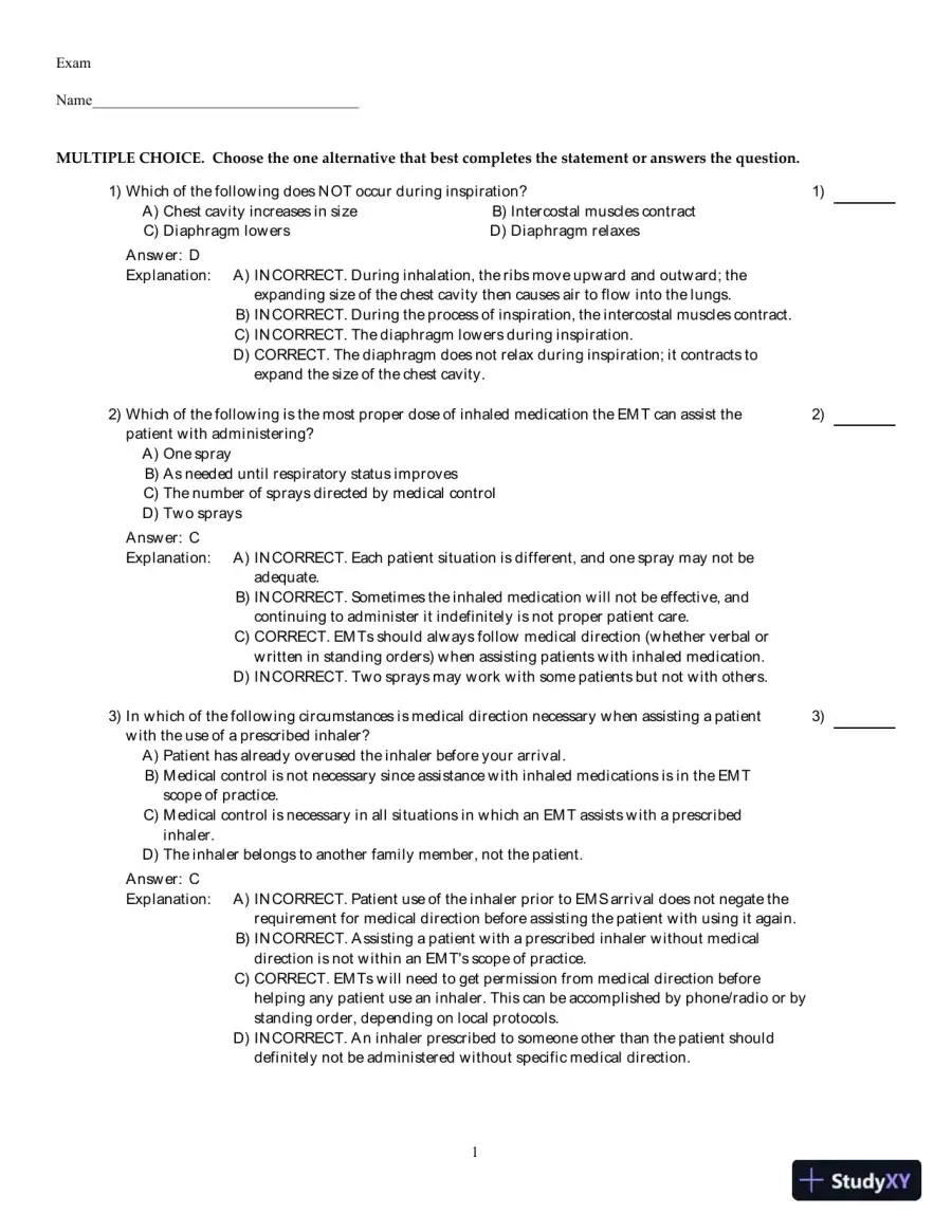 Emergency Care (EMT), 13th Edition Test Bank, page 19