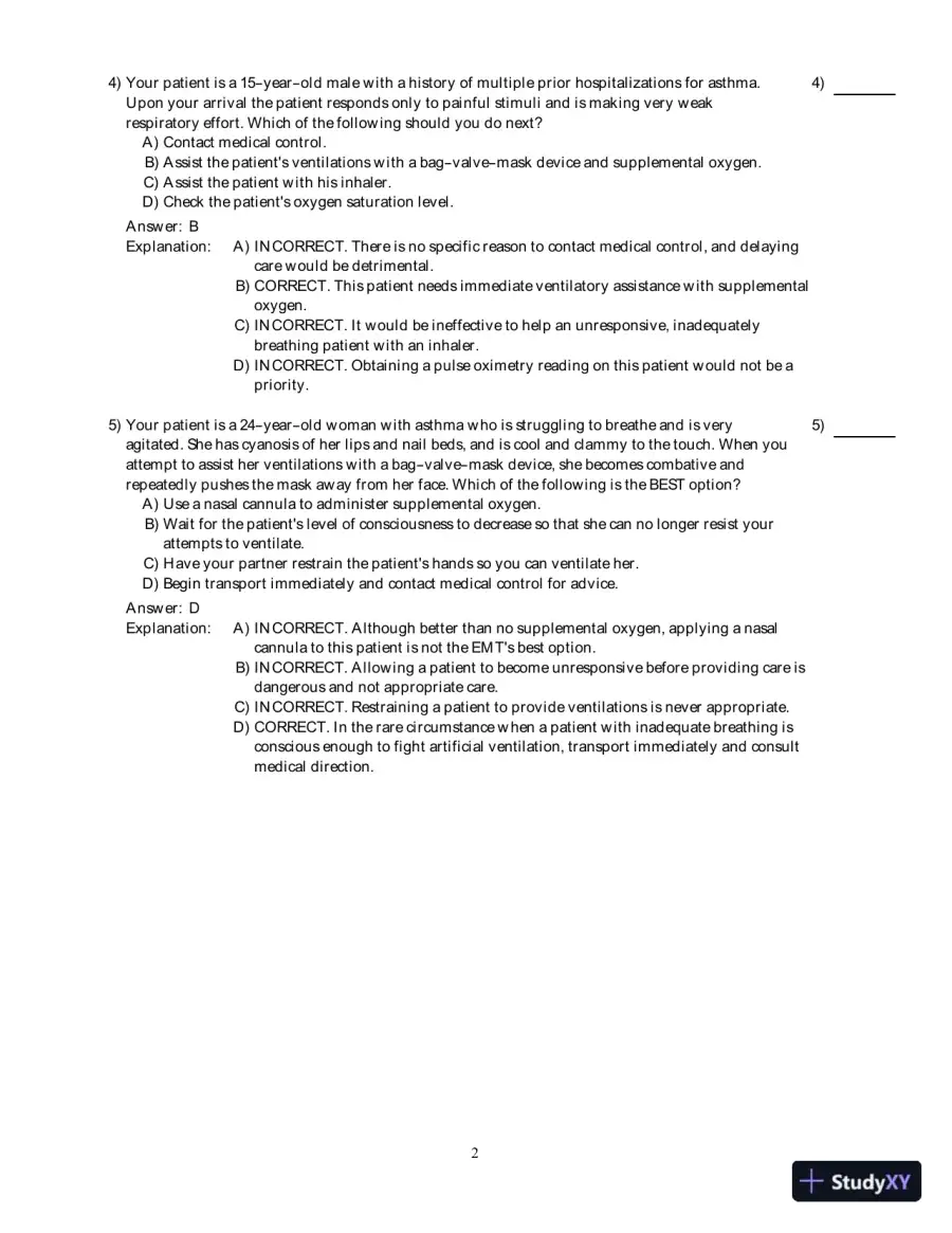 Emergency Care (EMT), 13th Edition Test Bank, page 20