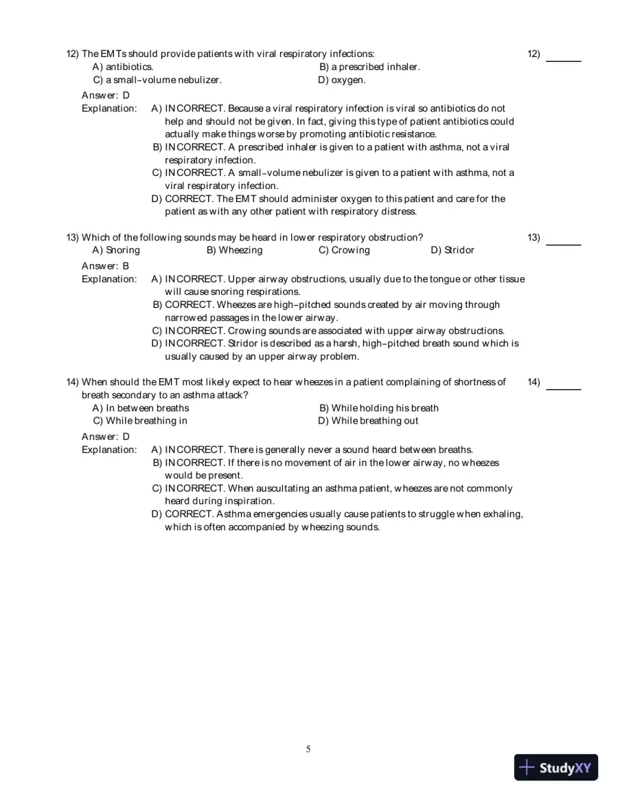 Emergency Care (EMT), 13th Edition Test Bank, page 23