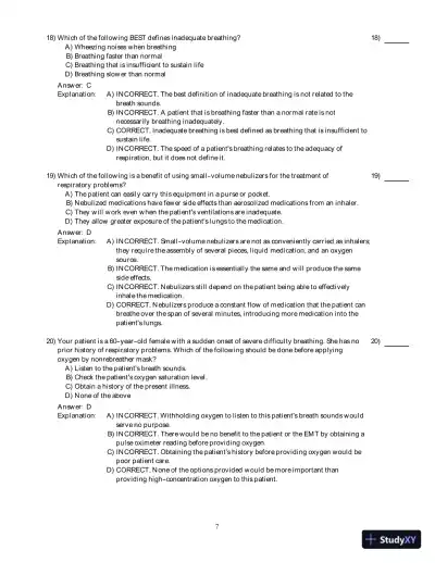 Emergency Care (EMT), 13th Edition Test Bank - Page 25 preview image