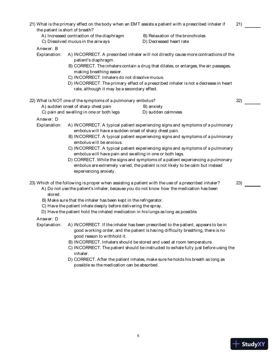 Emergency Care (EMT), 13th Edition Test Bank, page 26