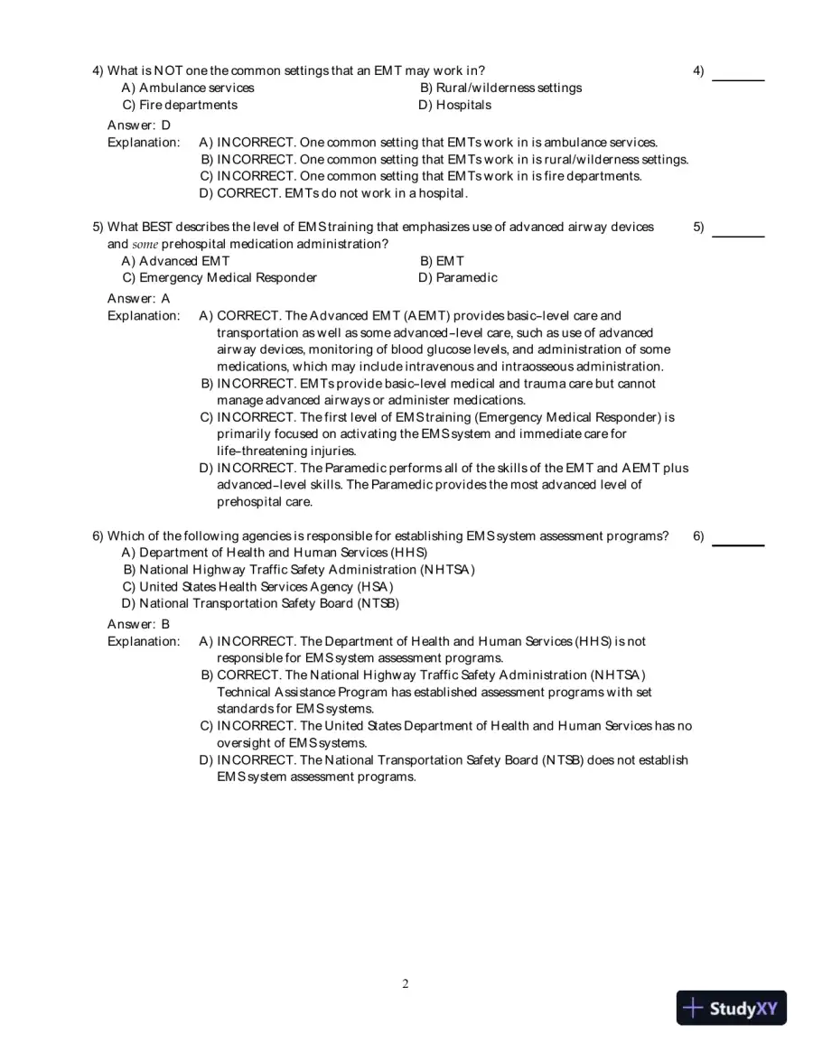 Emergency Care (EMT), 13th Edition Test Bank, page 3