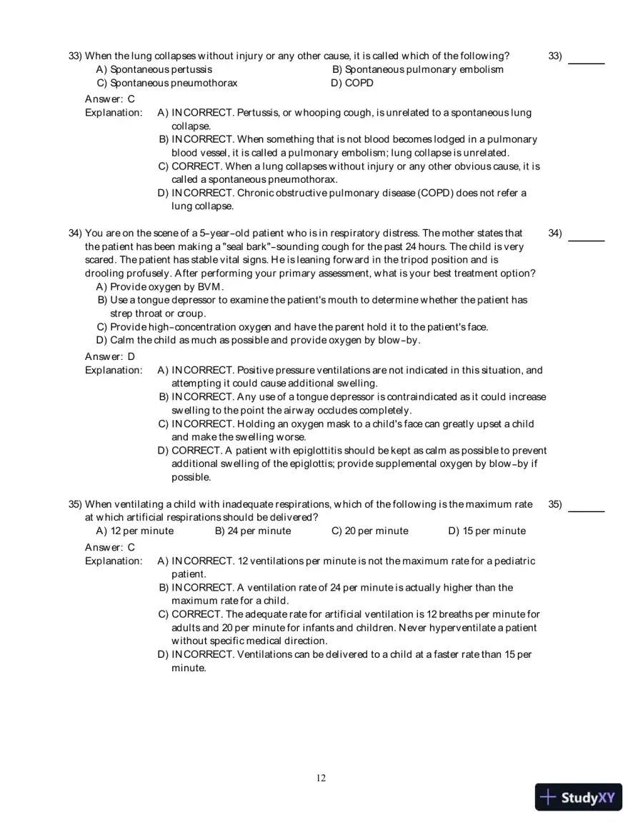 Emergency Care (EMT), 13th Edition Test Bank, page 30