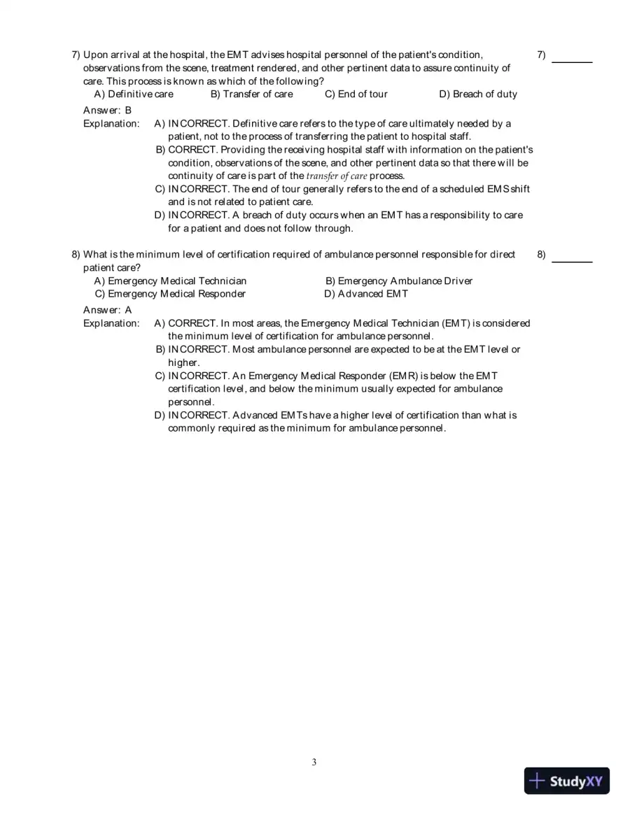 Emergency Care (EMT), 13th Edition Test Bank, page 4