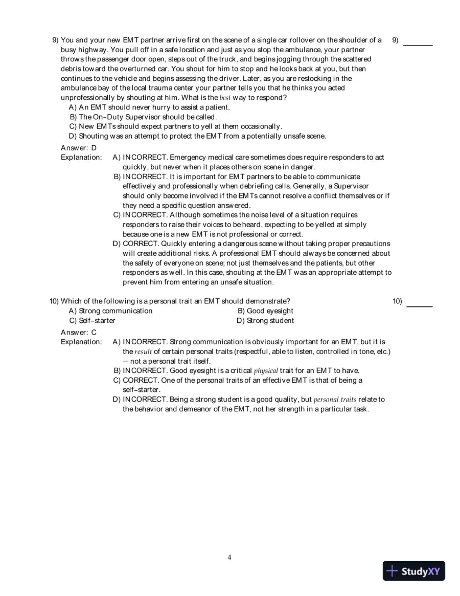 Emergency Care (EMT), 13th Edition Test Bank, page 5